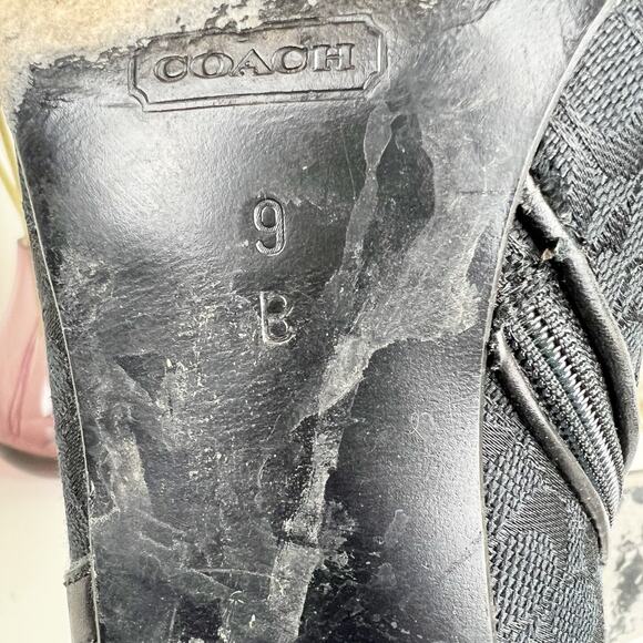 Coach Gretal Signature Slim Heeled Square Toe Ankle Bootie Boots Black Size 9 B - Picture 14 of 16